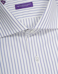 Patrick Hellmann Collection White Shirt With Navy Blue Stripes thumbnail 1